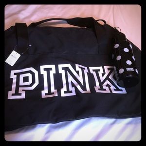 NWT PINK Victoria secret duffle in black